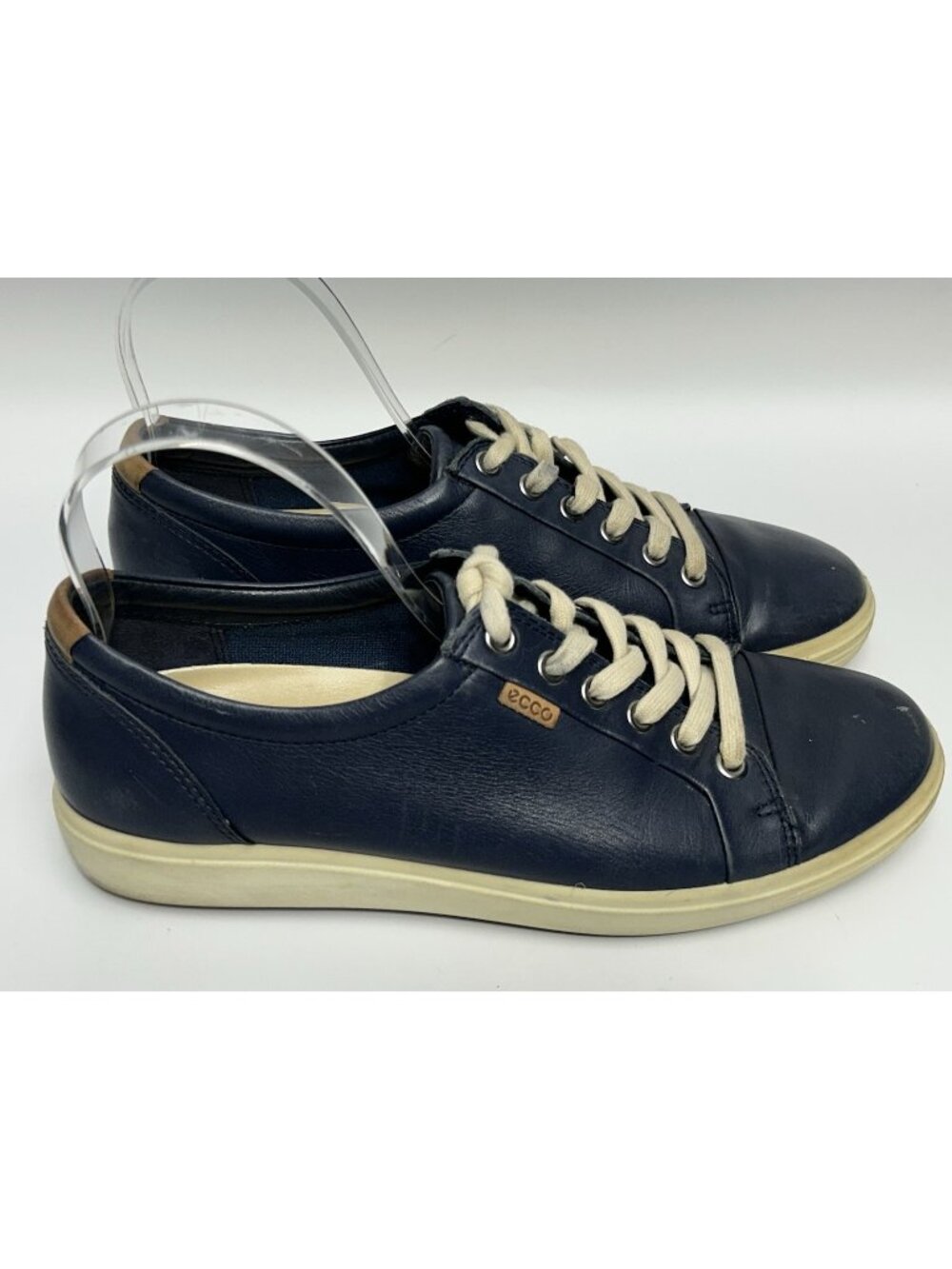 ECCO Soft 7 Womens Sneakers 8 EU 39 Blue Leather Low Top Lace Up Preppy Shoes